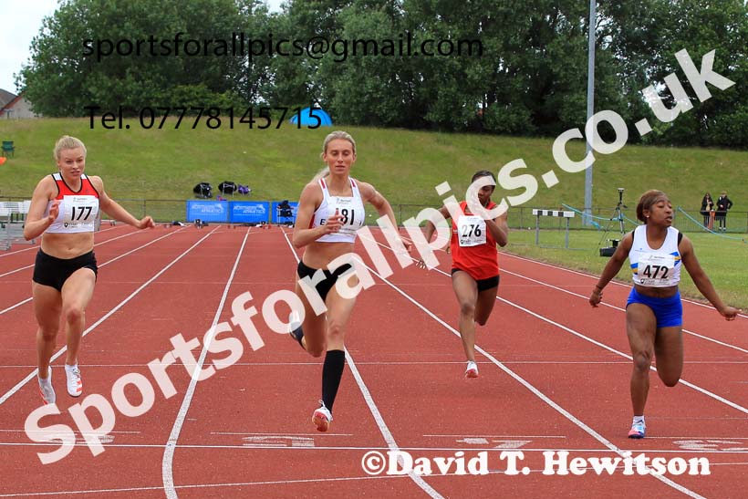 Senior womens 100 metres, 2022 Northern Senior and Under-20 Champs., Wavertree Athletics Centre, Liverpool. Photo: David T. Hewitson/Sports for All Pics